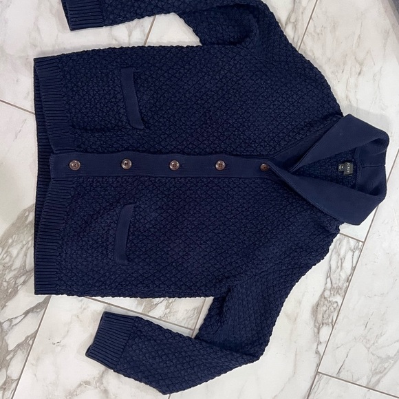 J Crew navy chunky cotton cable-knit shawl collar Cardigan Sweater - Picture 17 of 17